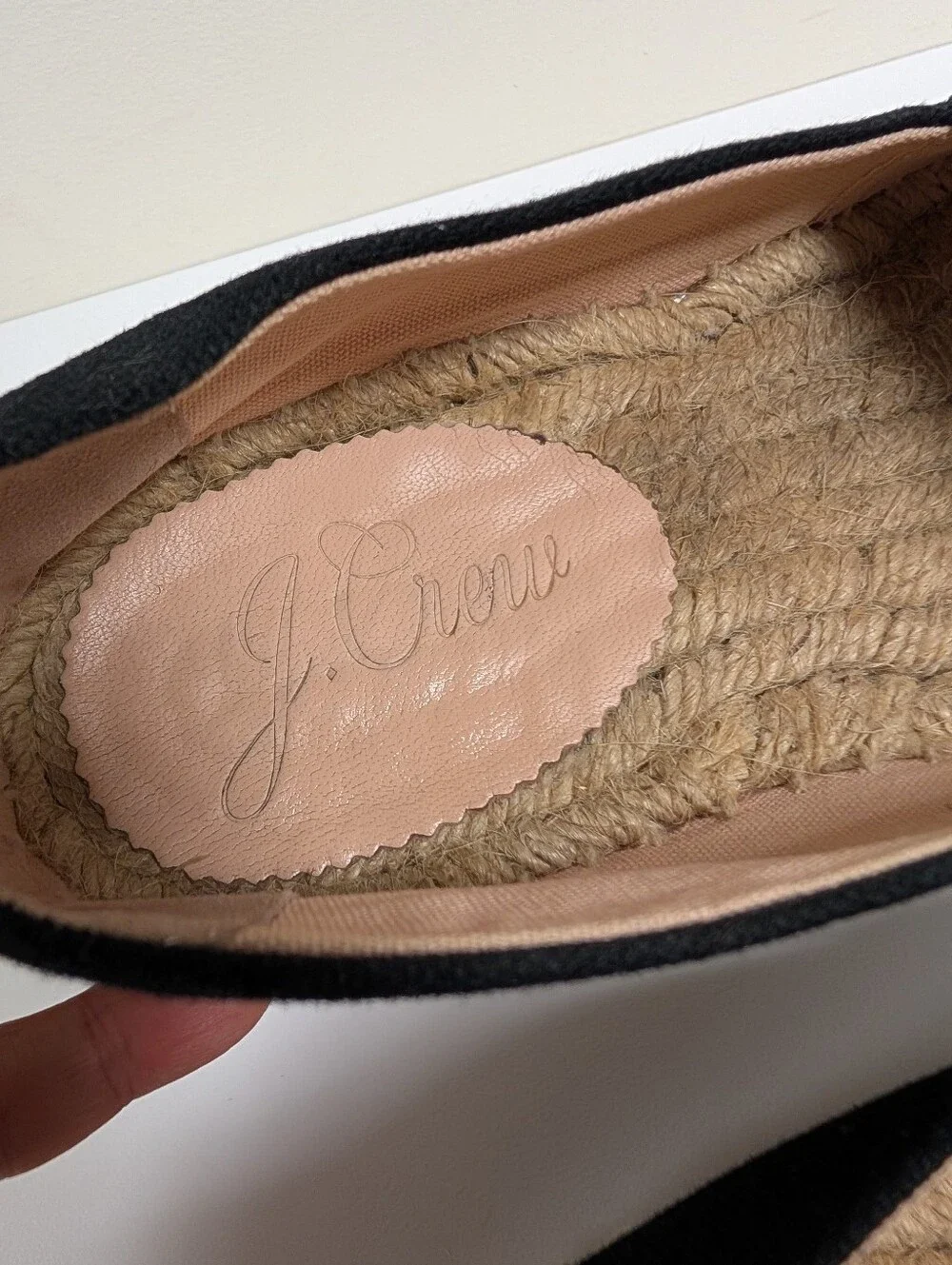 J. Crew Black Canvas Espadrilles Slip On Jute Sole Padded Casual Beachy Summer